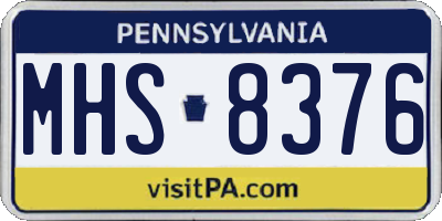 PA license plate MHS8376