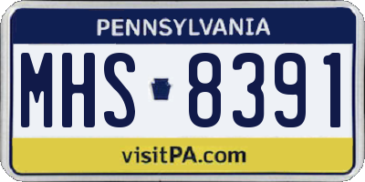 PA license plate MHS8391