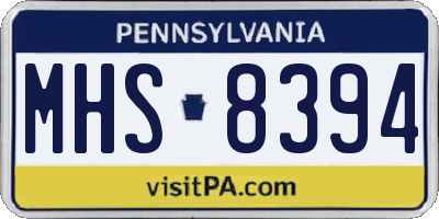 PA license plate MHS8394