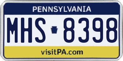 PA license plate MHS8398