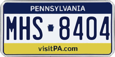 PA license plate MHS8404