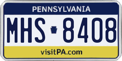 PA license plate MHS8408