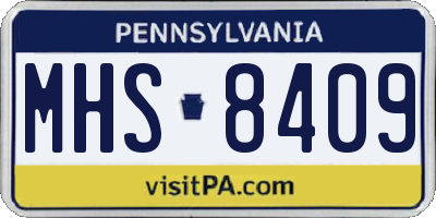 PA license plate MHS8409