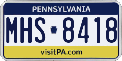 PA license plate MHS8418