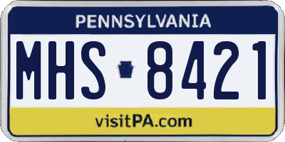 PA license plate MHS8421