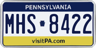 PA license plate MHS8422