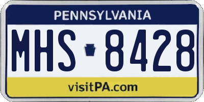 PA license plate MHS8428