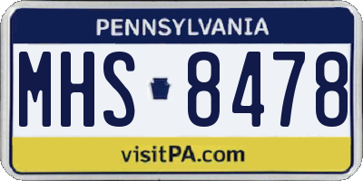 PA license plate MHS8478