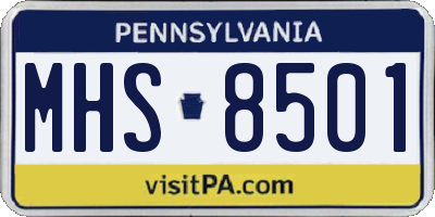 PA license plate MHS8501