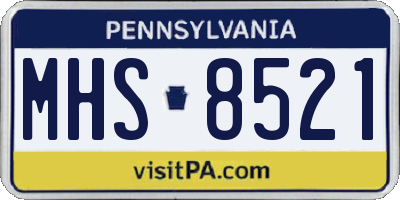 PA license plate MHS8521