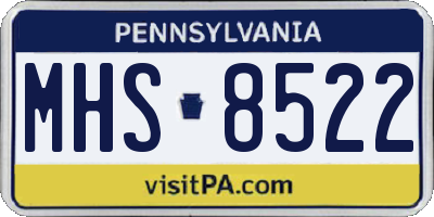 PA license plate MHS8522