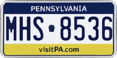 PA license plate MHS8536