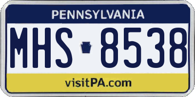 PA license plate MHS8538