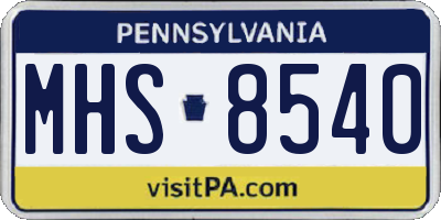 PA license plate MHS8540