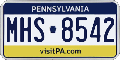 PA license plate MHS8542