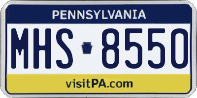 PA license plate MHS8550