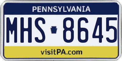 PA license plate MHS8645