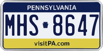 PA license plate MHS8647