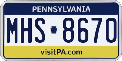PA license plate MHS8670