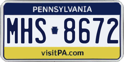 PA license plate MHS8672