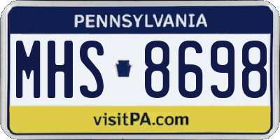 PA license plate MHS8698