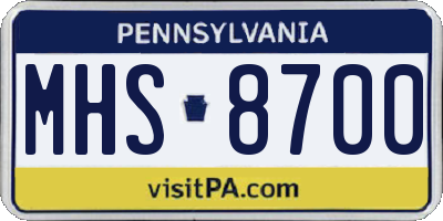 PA license plate MHS8700