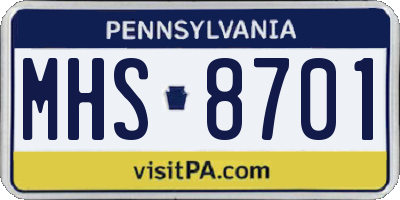 PA license plate MHS8701