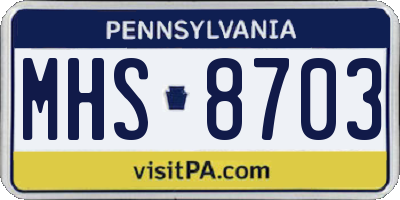 PA license plate MHS8703