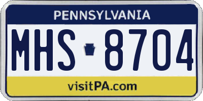 PA license plate MHS8704
