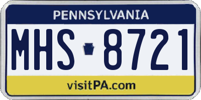 PA license plate MHS8721