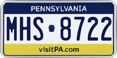 PA license plate MHS8722