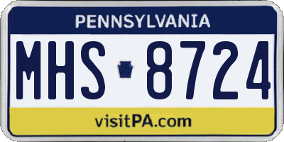 PA license plate MHS8724