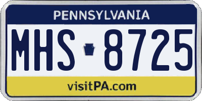 PA license plate MHS8725