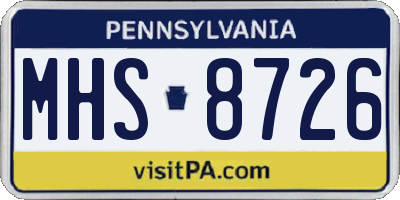 PA license plate MHS8726