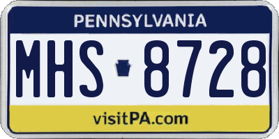 PA license plate MHS8728