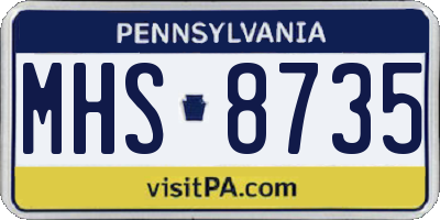 PA license plate MHS8735