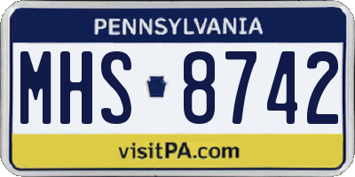 PA license plate MHS8742