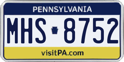 PA license plate MHS8752