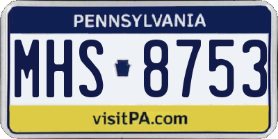 PA license plate MHS8753