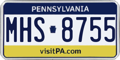 PA license plate MHS8755