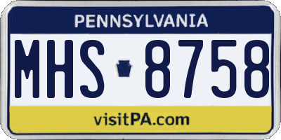 PA license plate MHS8758