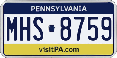 PA license plate MHS8759