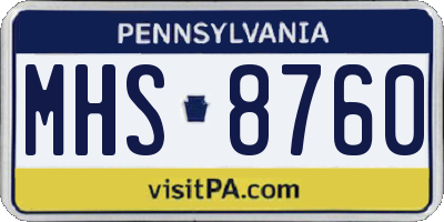PA license plate MHS8760