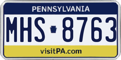 PA license plate MHS8763