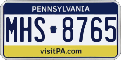 PA license plate MHS8765