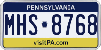 PA license plate MHS8768