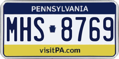 PA license plate MHS8769