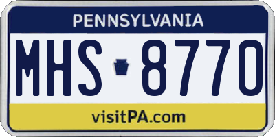 PA license plate MHS8770