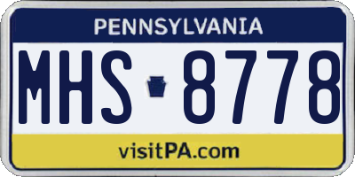 PA license plate MHS8778