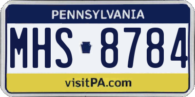 PA license plate MHS8784